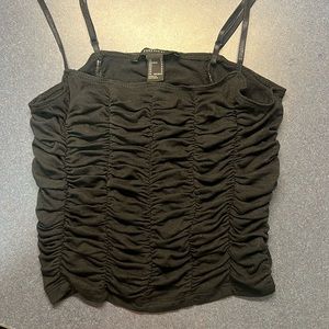Black Ruched Crop Tank Top Forever21